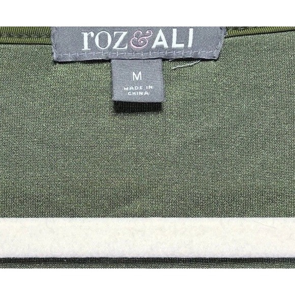 Roz & Ali Green Velvet Embroiderd Mixed Media Whimsigoth Top Medium Lace Boho - Picture 7 of 10